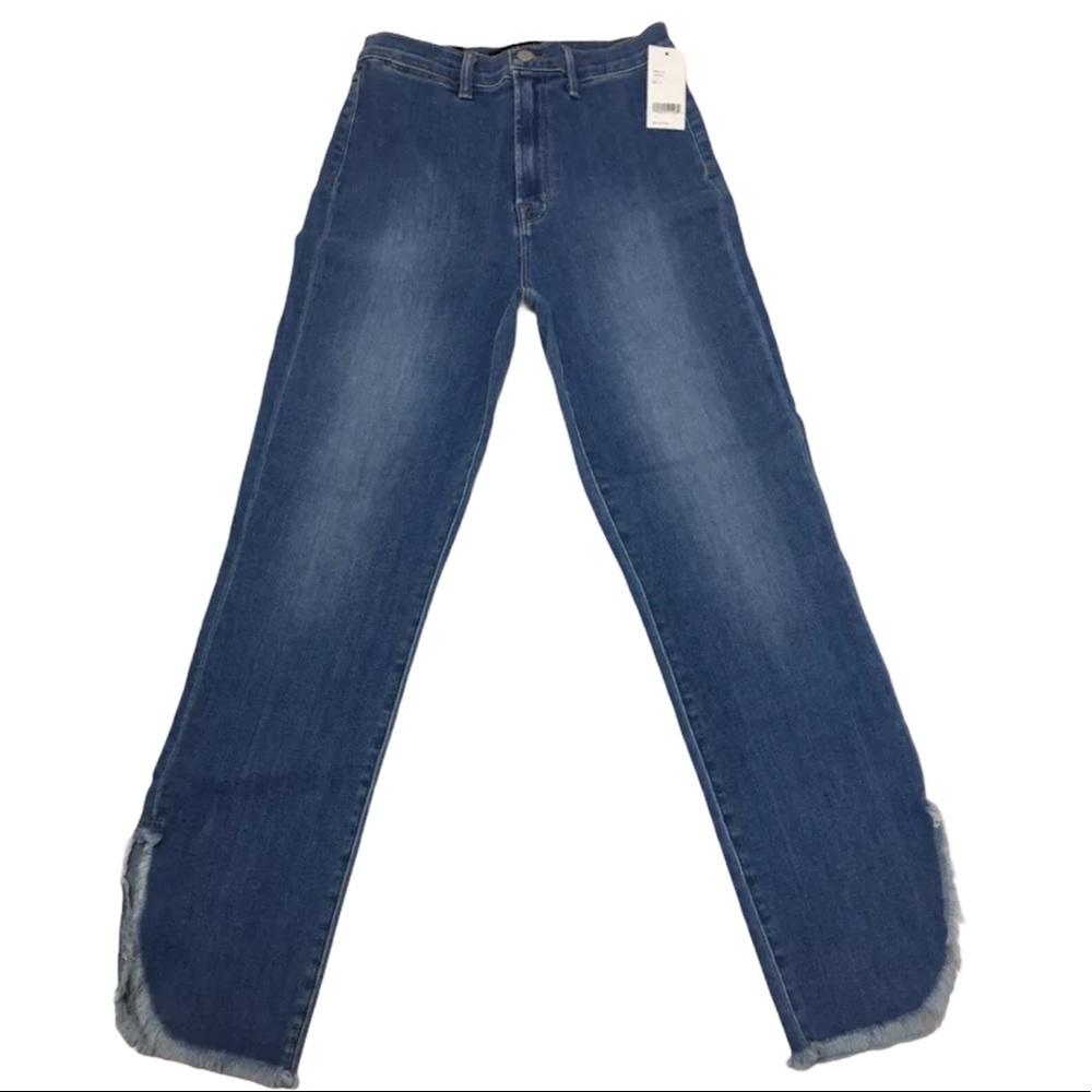 J Brand Jeans High Rise Sawyer Stovepipe Raw Hem Fringe Flat Front - Picture 6 of 14
